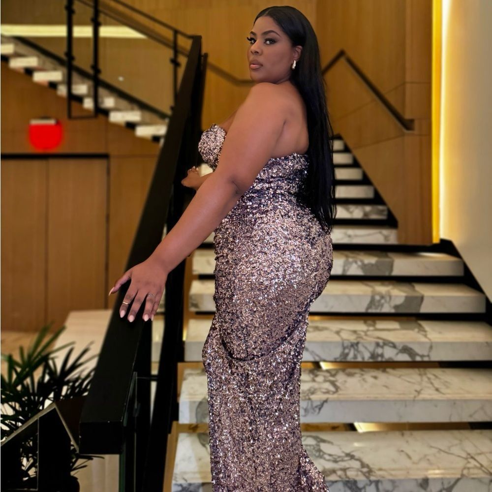 Fashion Nova Strapless Sequin Dress in Silver - Picture 2 of 4